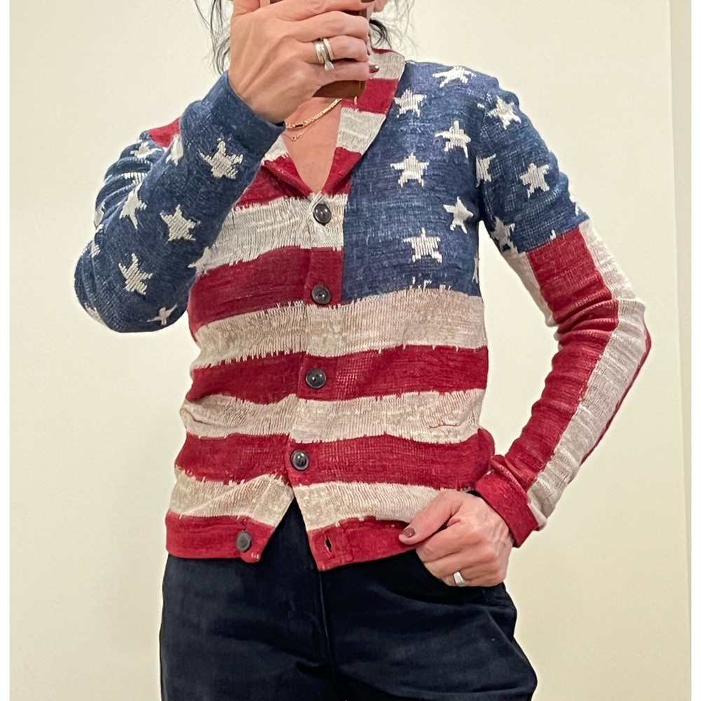 Denim & Supply by Ralph Lauren American flag print cardi sweater size Pe… - Picture 3 of 13